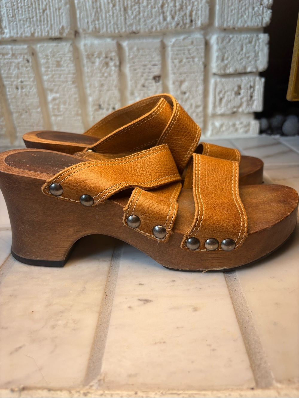 90s Candie’s Wooden and Leather Shoes
